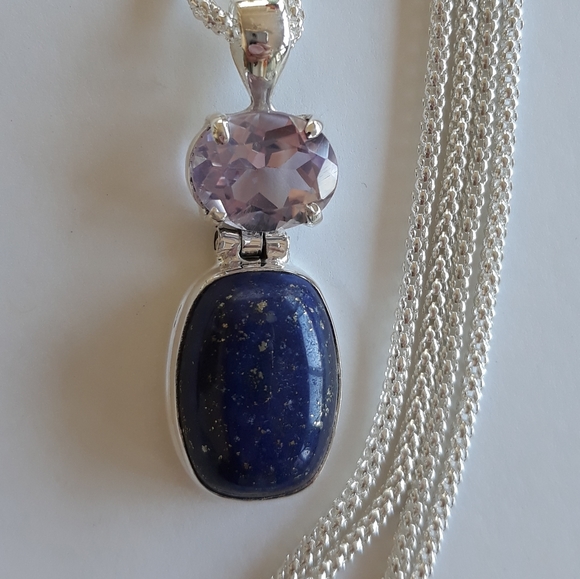 Randa Rocks2Gems Jewelry - Lapis and Amethyst Necklace in SS